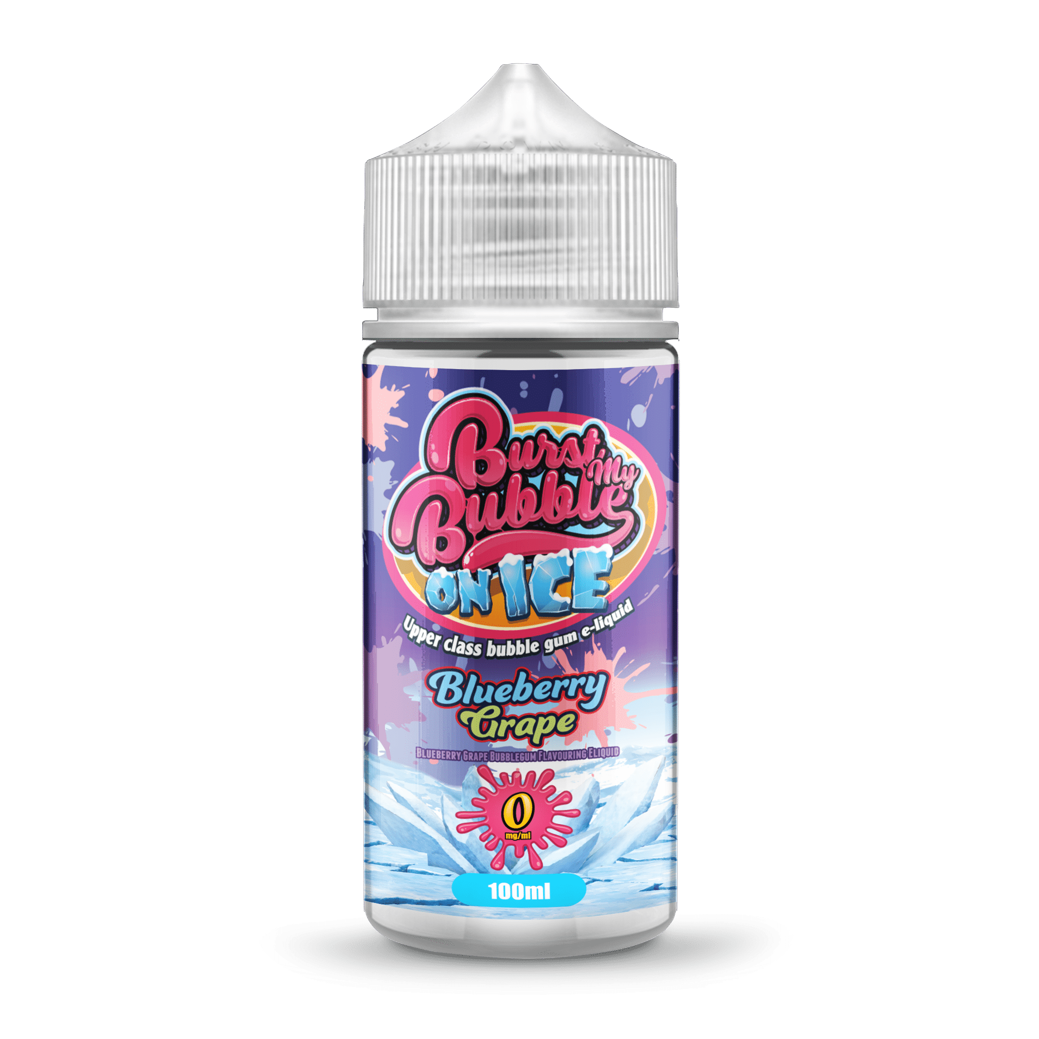 Burst My Bubble On Ice | BLUEBERRY GRAPE BUBBLEGUM ICE | 100ml Shortfill | 0mg